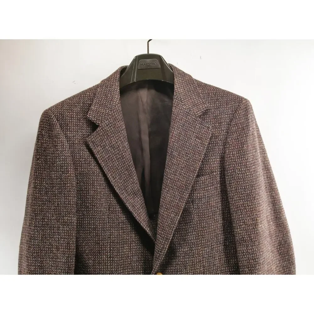 Harris Tweed Men's 38R Brown Multi Wool Tweed Blazer Sport Coat Tailored USA